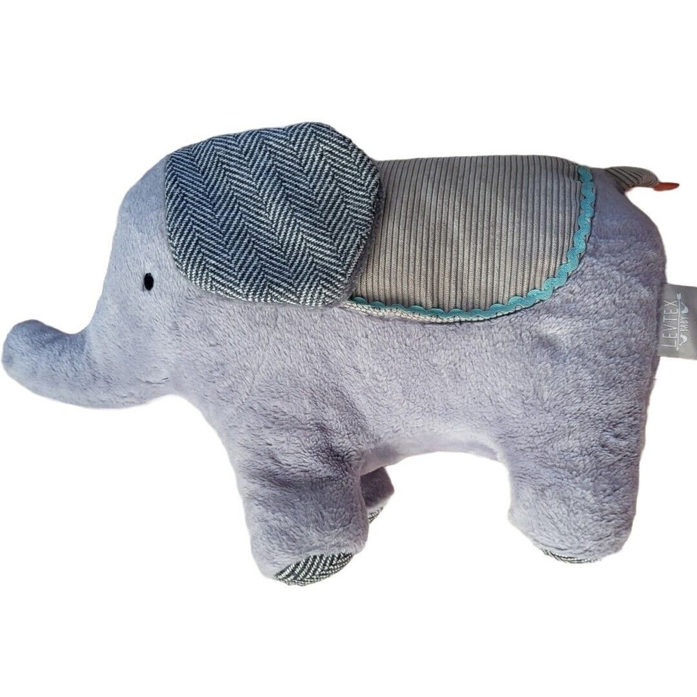 Levtex Baby Plush Gray Elephant Multi Fabric Stitched Eyes Zambezi 18in Long